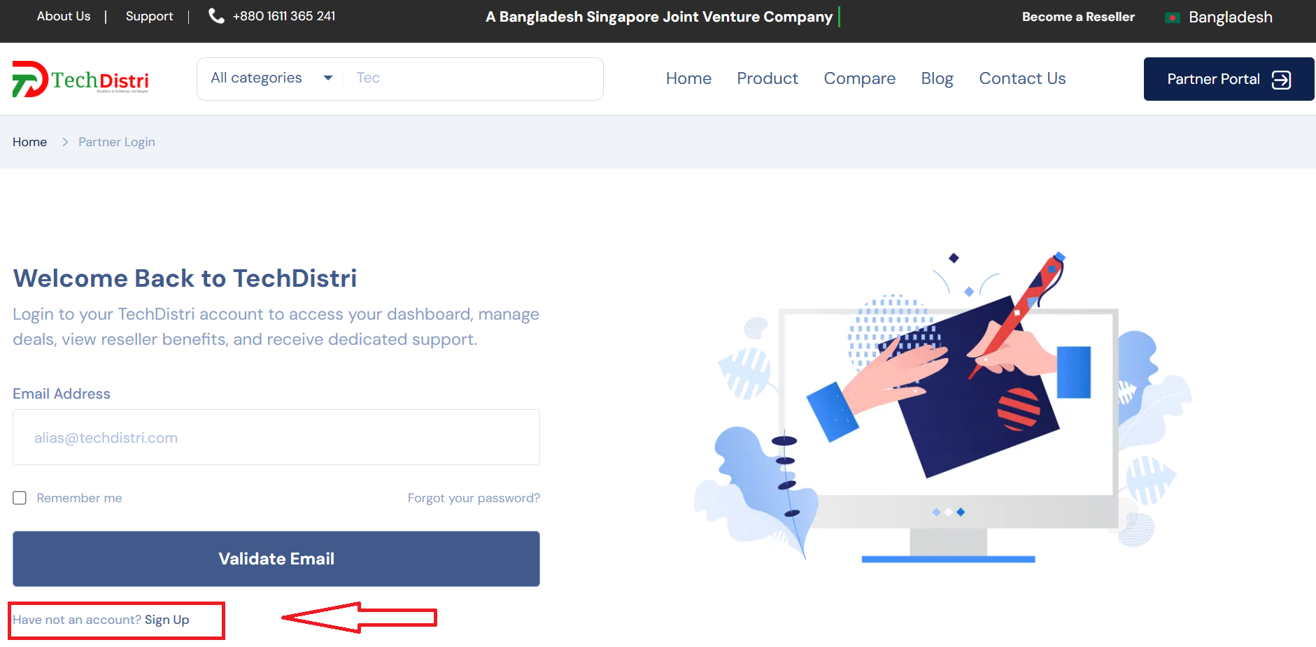 Partner Portal Login Page
